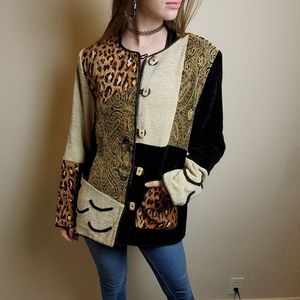 Indigo Moon Tapestry Jacket/Sweater Sz S